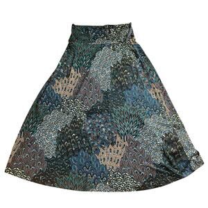 Vtg Y2K Fairy Grunge Slinky Midi Skirt Size M Peacock Mandala Whimsigoth Boho